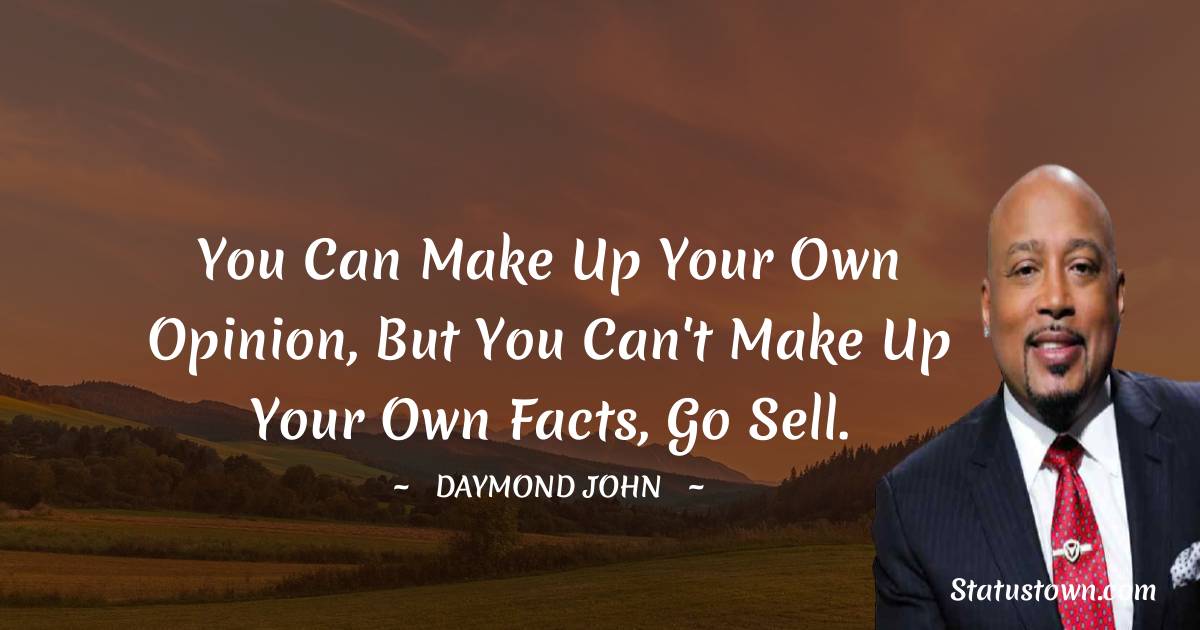 You can make up your own opinion, but you can't make up your own facts, go sell. - Daymond John quotes