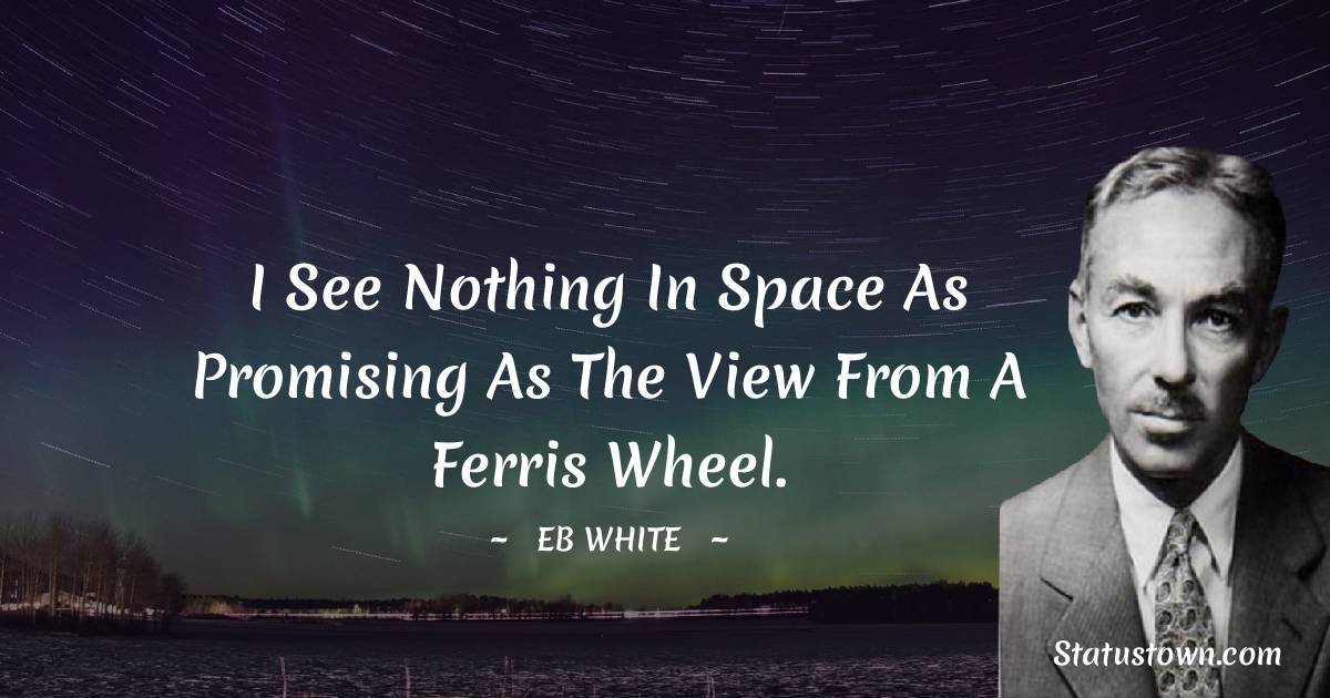 E. B. White Quotes - I see nothing in space as promising as the view from a Ferris wheel.