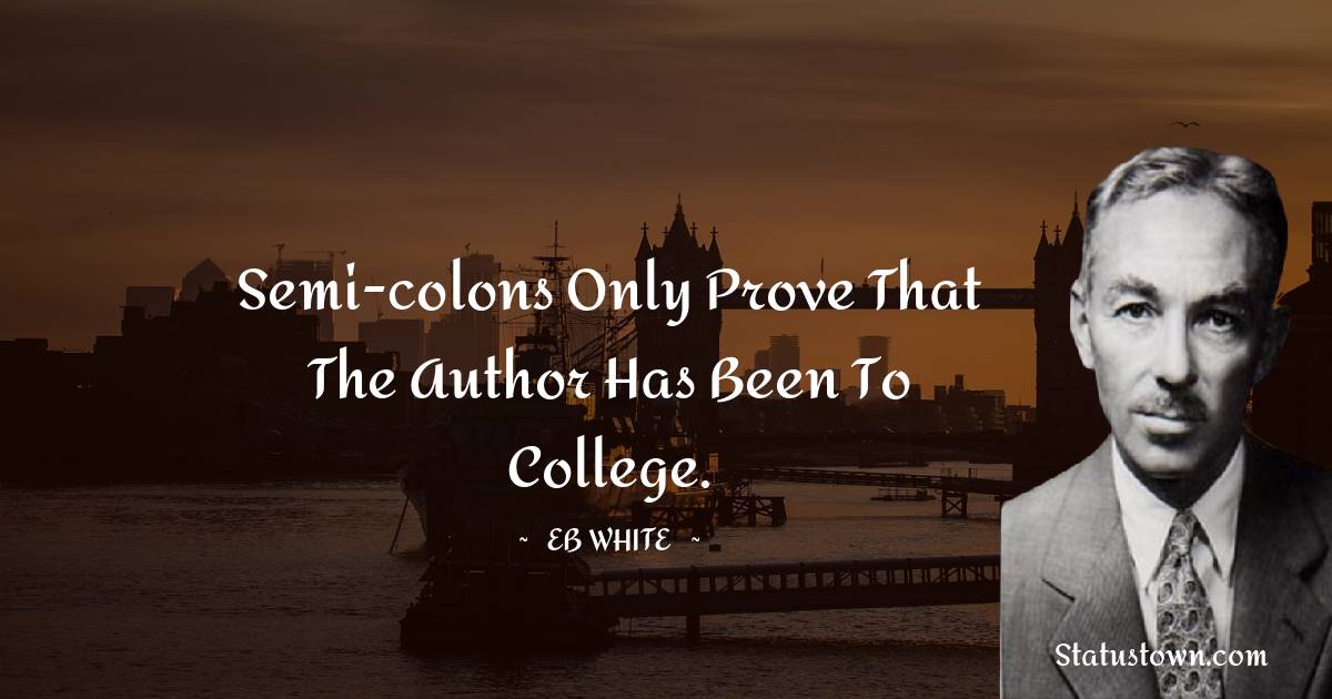 E. B. White Quotes - Semi-colons only prove that the author has been to college.