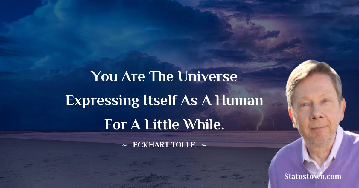 Eckhart Tolle Quotes - You are the Universe expressing itself as a human for a little while.
