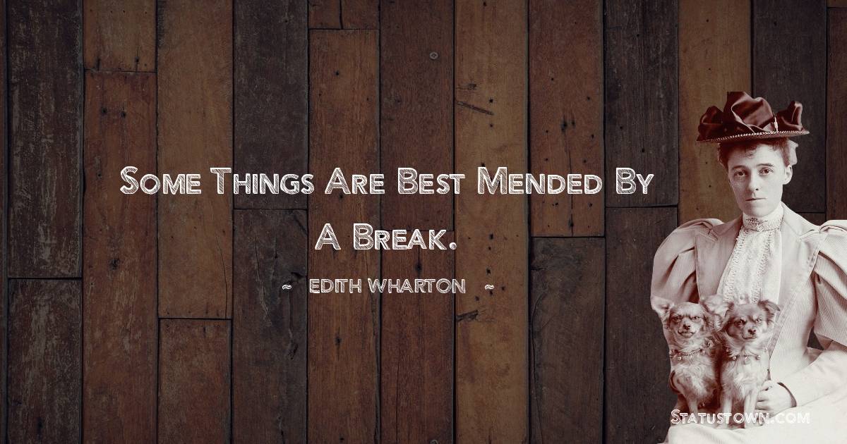 Edith Wharton Quotes - Some things are best mended by a break.
