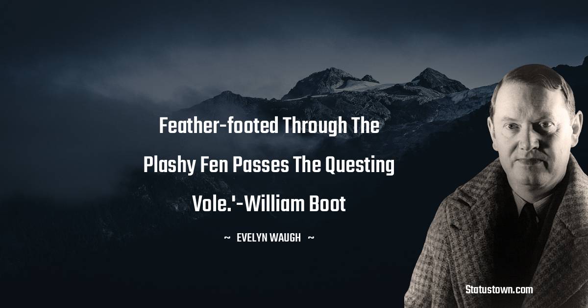 Evelyn Waugh Quotes - Feather-footed through the plashy fen passes the questing vole.'-William Boot