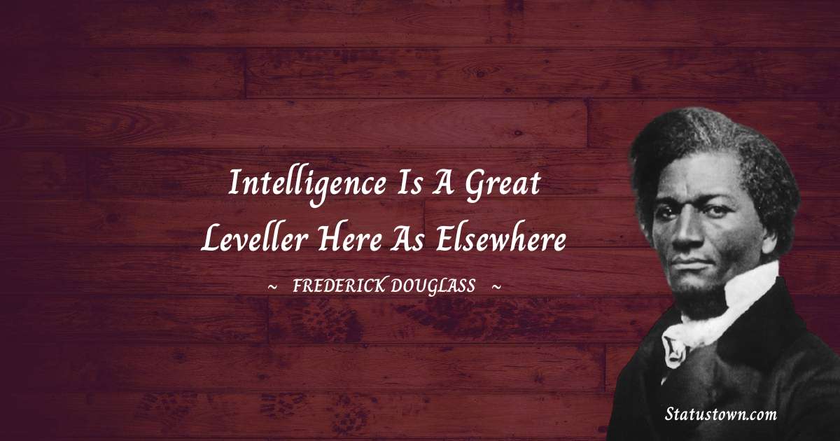 Intelligence is a great leveller here as elsewhere
-  Frederick Douglass quotes