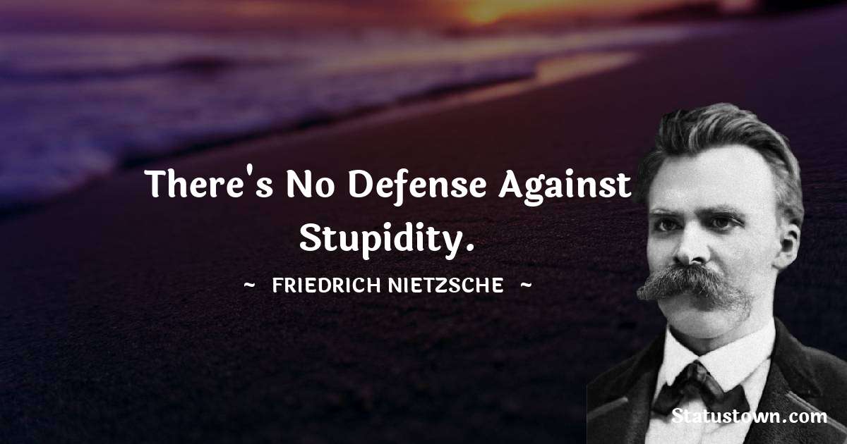 There's no defense against stupidity. - Friedrich Nietzsche quotes