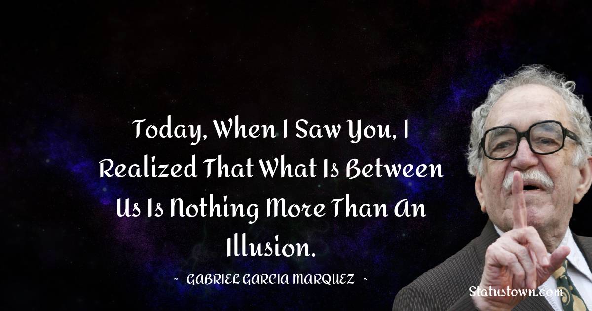 Gabriel Garcia Marquez Quotes - Today, when I saw you, I realized that what is between us is nothing more than an illusion.