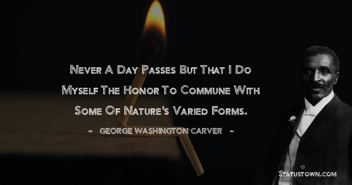 George Washington Carver Quotes - Never a day passes but that I do myself the honor to commune with some of nature's varied forms.
