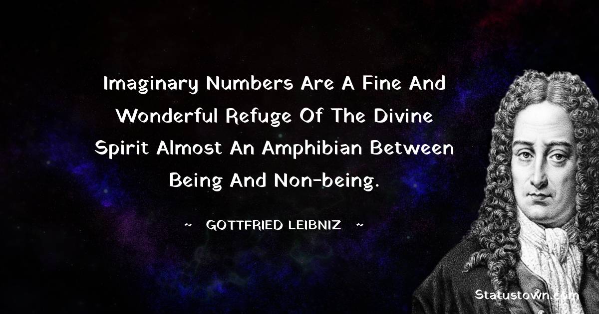 Imaginary numbers are a fine and wonderful refuge of the divine spirit almost an amphibian between being and non-being. - Gottfried Leibniz quotes