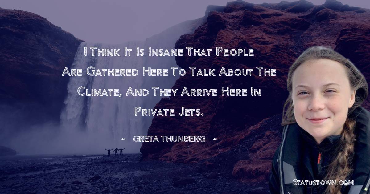 Greta Thunberg Quotes - I think it is insane that people are gathered here to talk about the climate, and they arrive here in private jets.