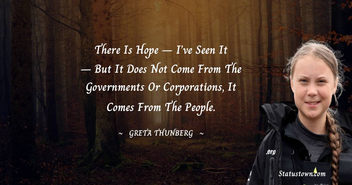 Greta Thunberg Quotes - There is hope – I’ve seen it – but it does not come from the governments or corporations, it comes from the people.