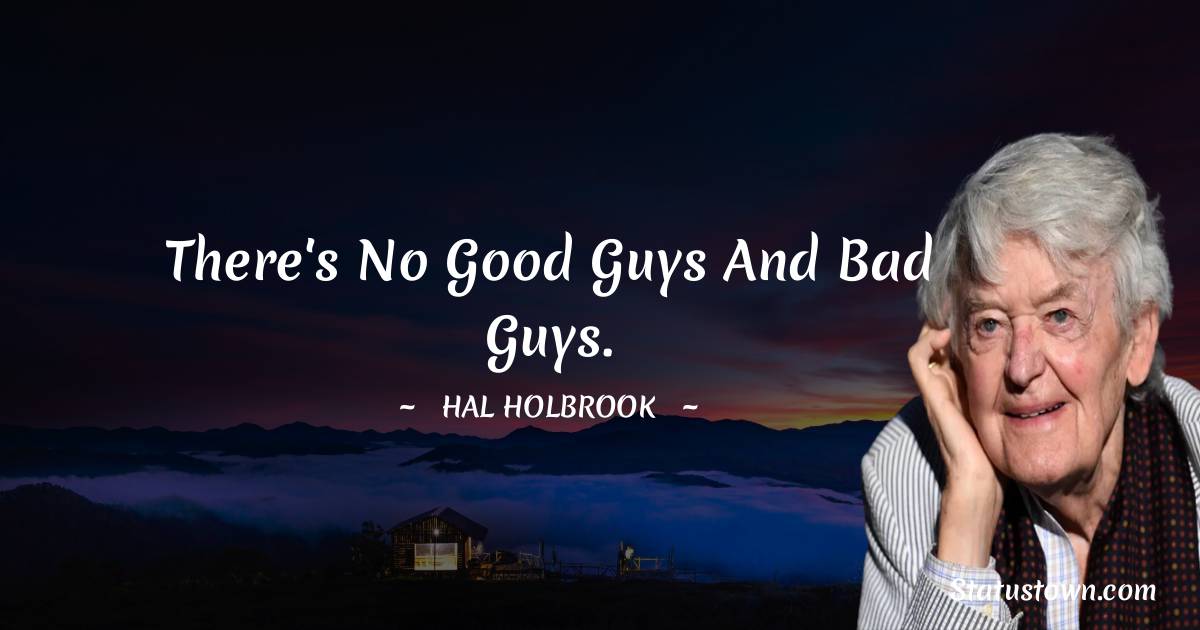 Hal Holbrook Quotes - There's no good guys and bad guys.