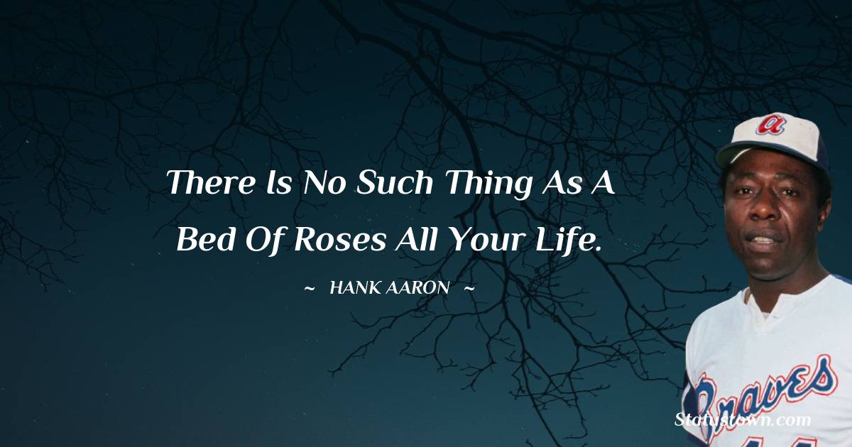 There is no such thing as a bed of roses all your life. - Hank Aaron quotes