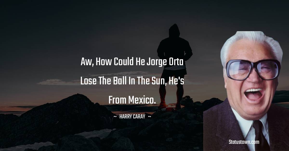 Aw, how could he Jorge Orta lose the ball in the sun, he's from Mexico. - Harry Caray quotes