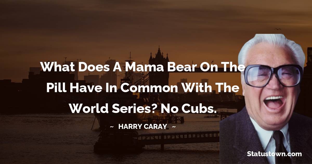 What does a mama bear on the pill have in common with the World Series? No cubs. - Harry Caray quotes