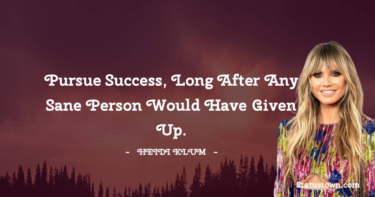 Pursue success, long after any sane person would have given up. - Heidi Klum quotes