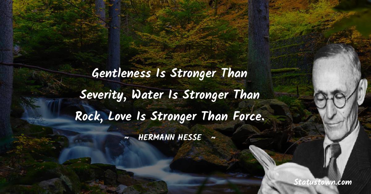 gentleness is stronger than severity, water is stronger than rock, love is stronger than force.