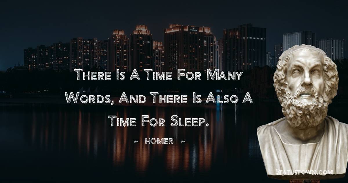 Homer Quotes - There is a time for many words, and there is also a time for sleep.