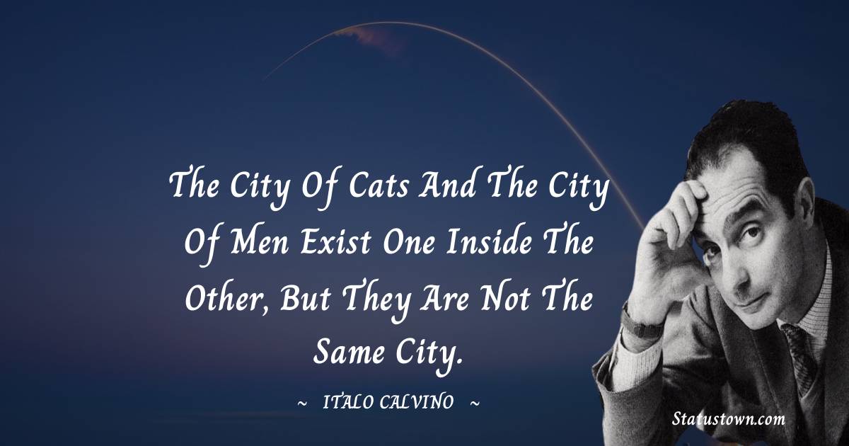 The city of cats and the city of men exist one inside the other, but they are not the same city. - Italo Calvino quotes