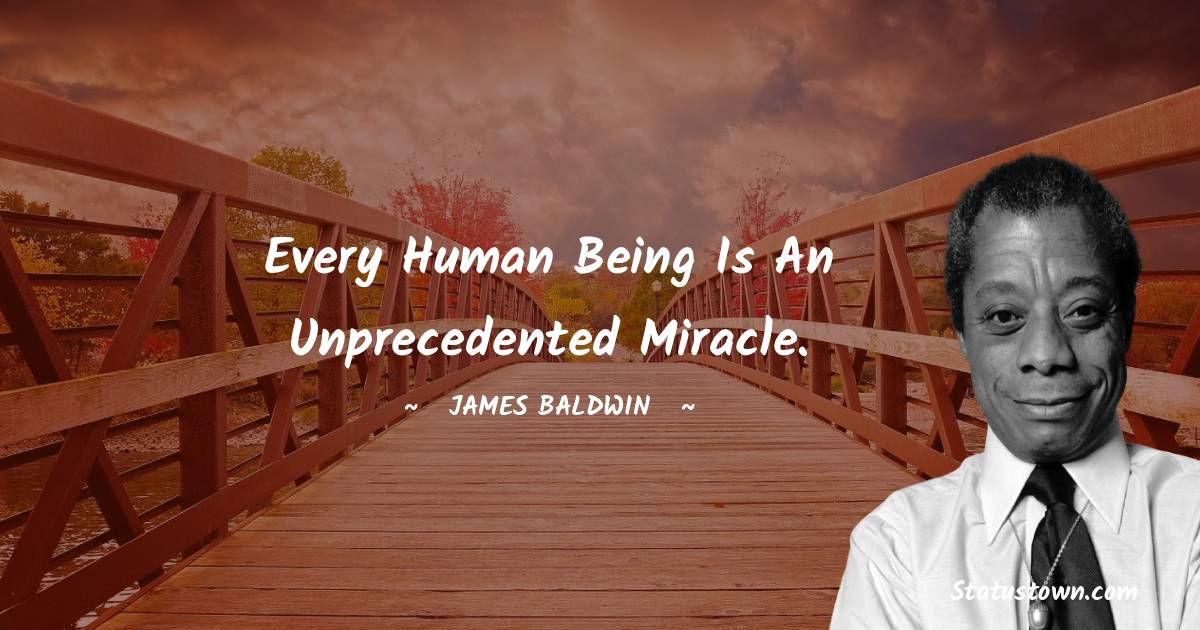  James Baldwin Quotes - every human being is an unprecedented miracle.