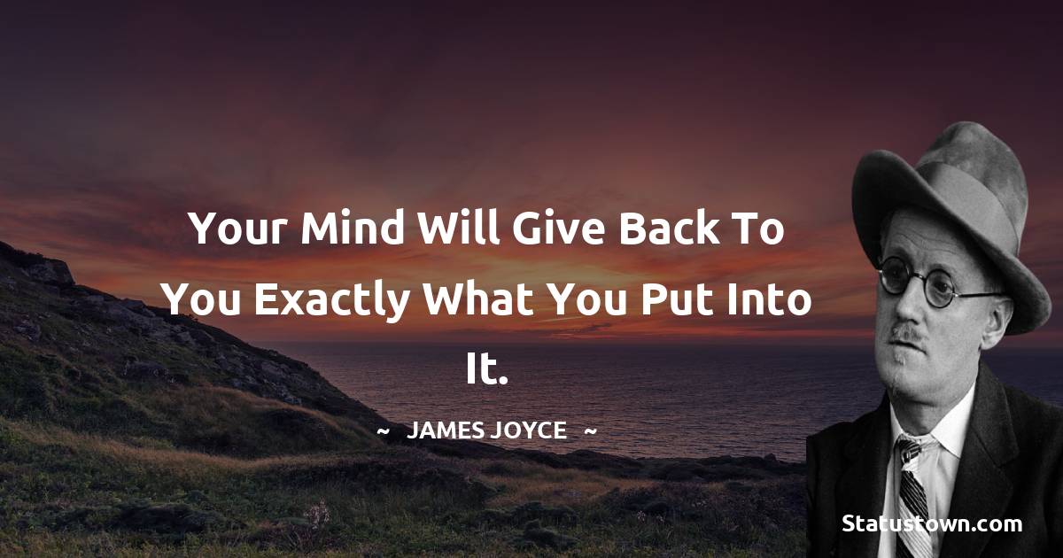 James Joyce Quotes - Your mind will give back to you exactly what you put into it.