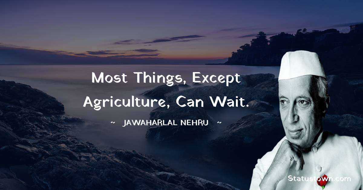 Jawaharlal Nehru Quotes - Most things, except agriculture, can wait.