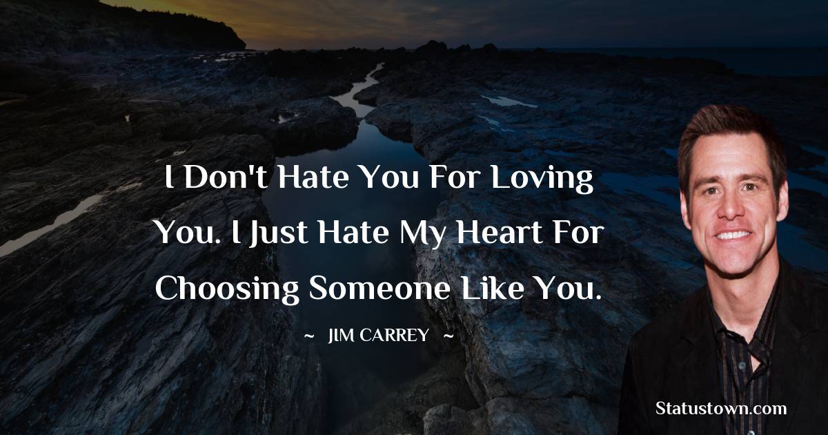 I don't hate you for loving you. I just hate my heart for choosing someone like you.