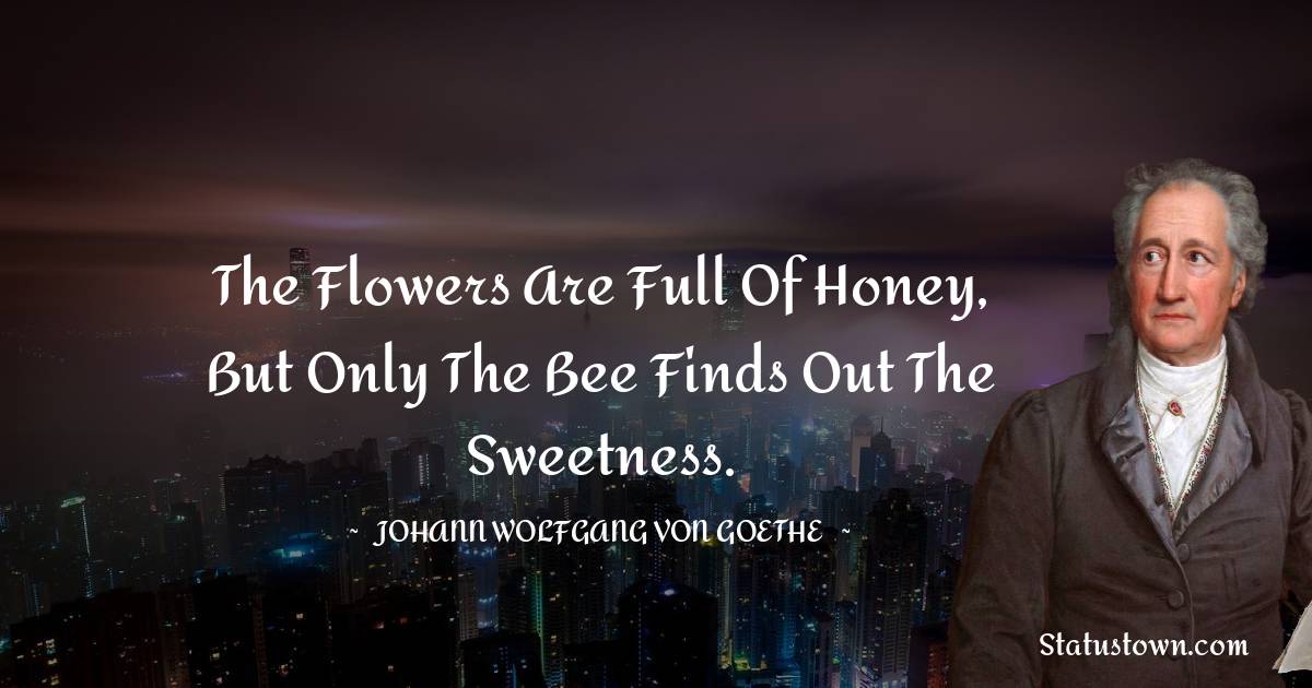 Johann Wolfgang von Goethe Quotes - The flowers are full of honey, but only the bee finds out the sweetness.