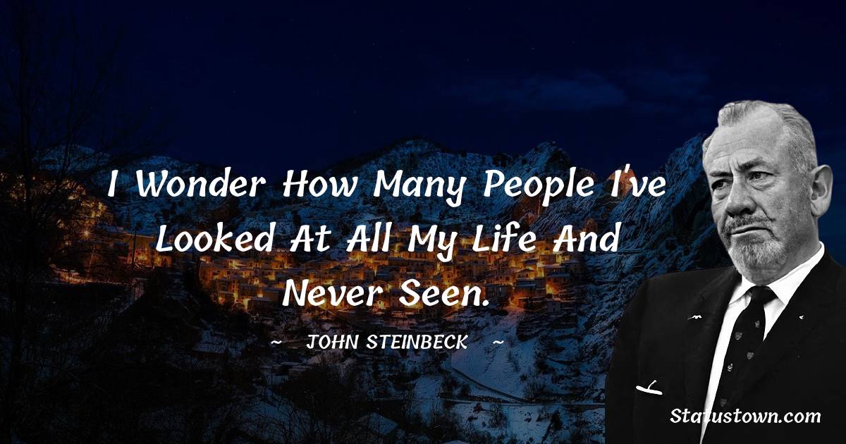 John Steinbeck Quotes - I wonder how many people I've looked at all my life and never seen.