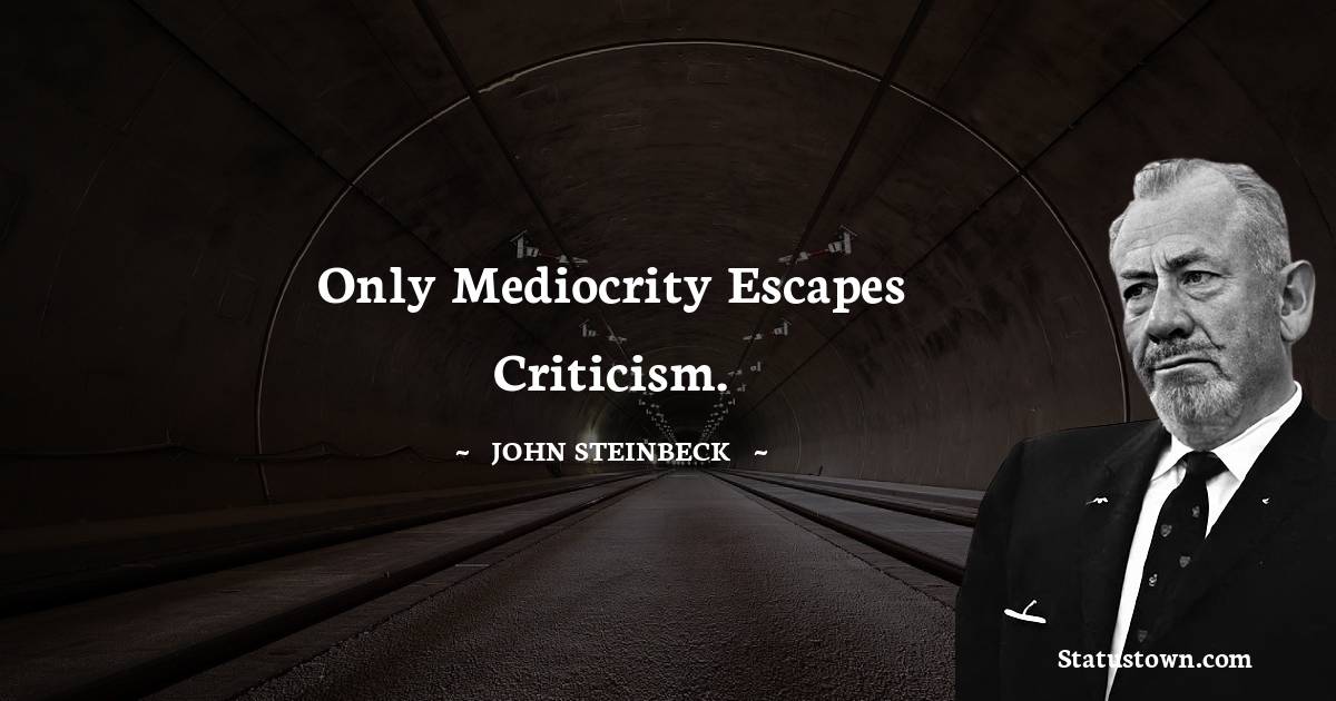 Only mediocrity escapes criticism.