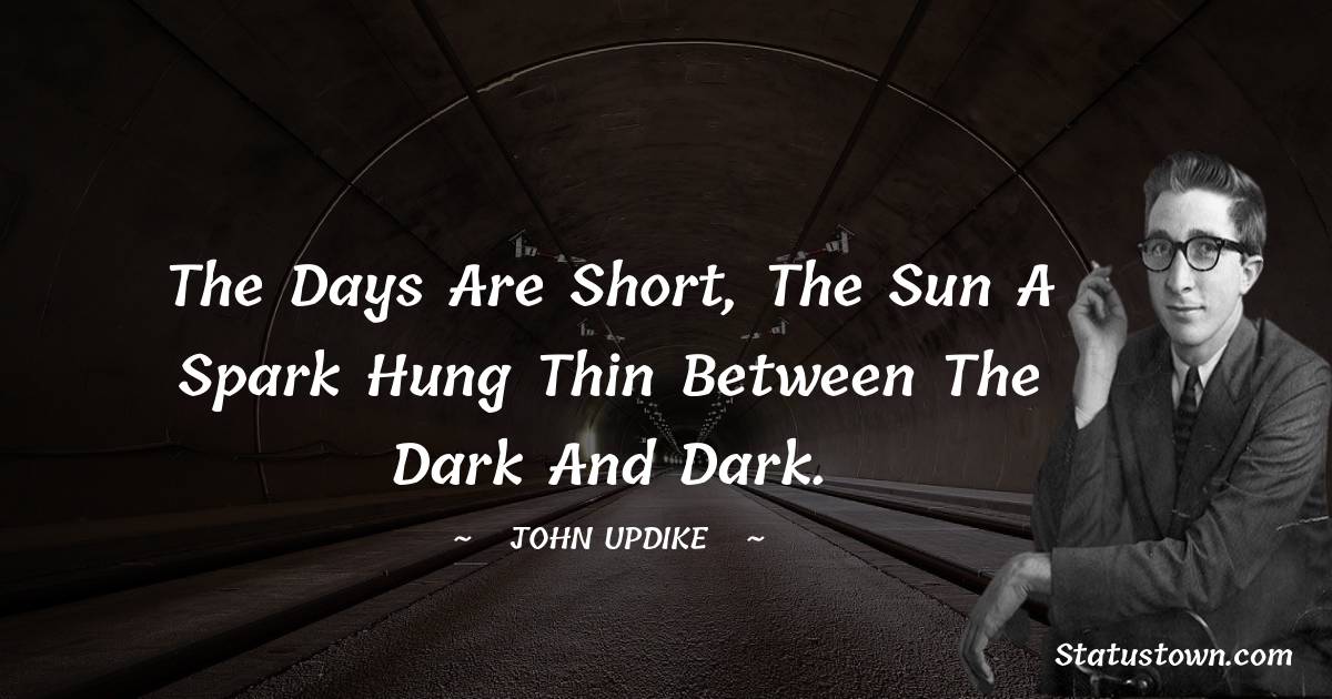 The days are short, The sun a spark Hung thin between The dark and dark. - John Updike quotes
