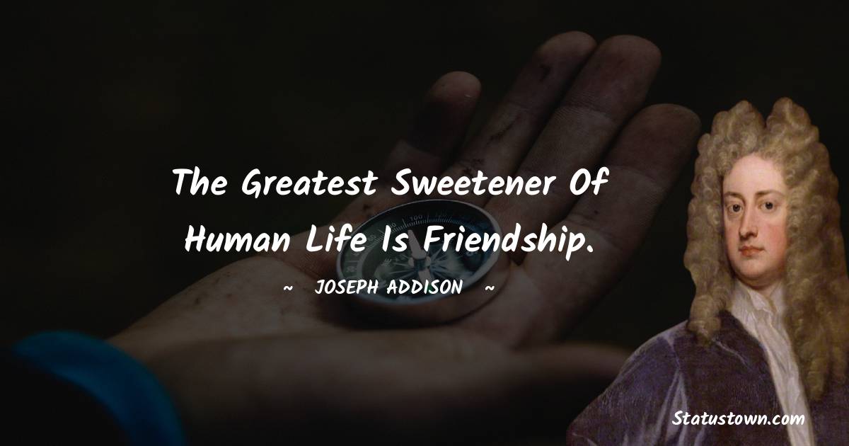 The greatest sweetener of human life is friendship. - Joseph Addison quotes