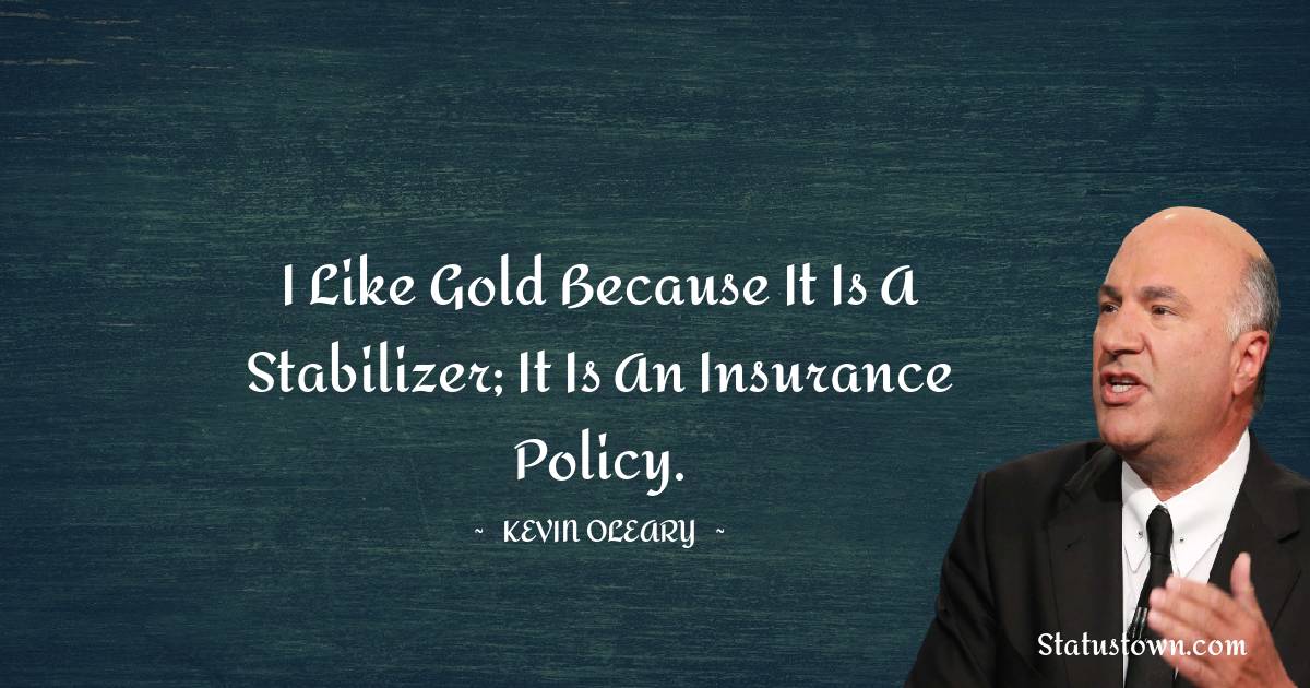 Kevin O'Leary Quotes - I like gold because it is a stabilizer; it is an insurance policy.