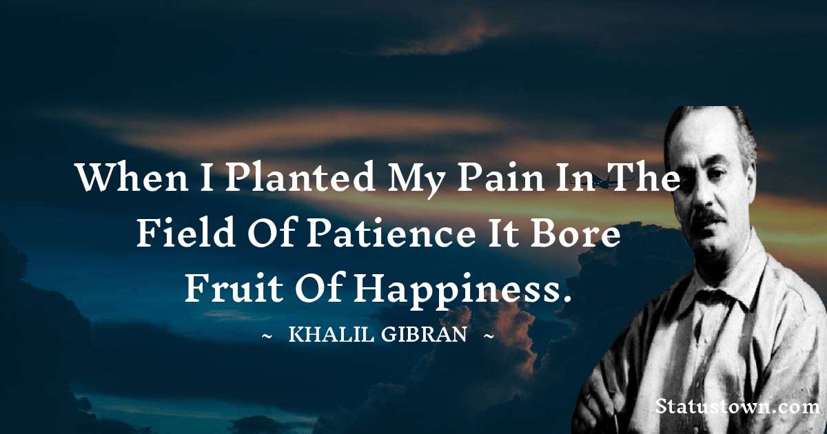 When I planted my pain in the field of patience it bore fruit of happiness. - Khalil Gibran quotes