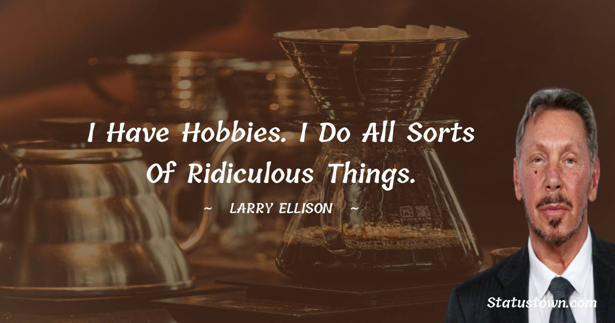 Larry Ellison Quotes - I have hobbies. I do all sorts of ridiculous things.