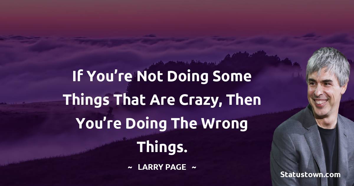 If you’re not doing some things that are crazy, then you’re doing the wrong things. - Larry Page quotes