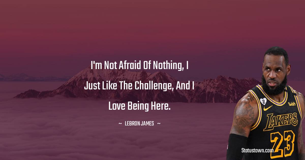  LeBron James Quotes - I'm not afraid of nothing, I just like the challenge, and I love being here.