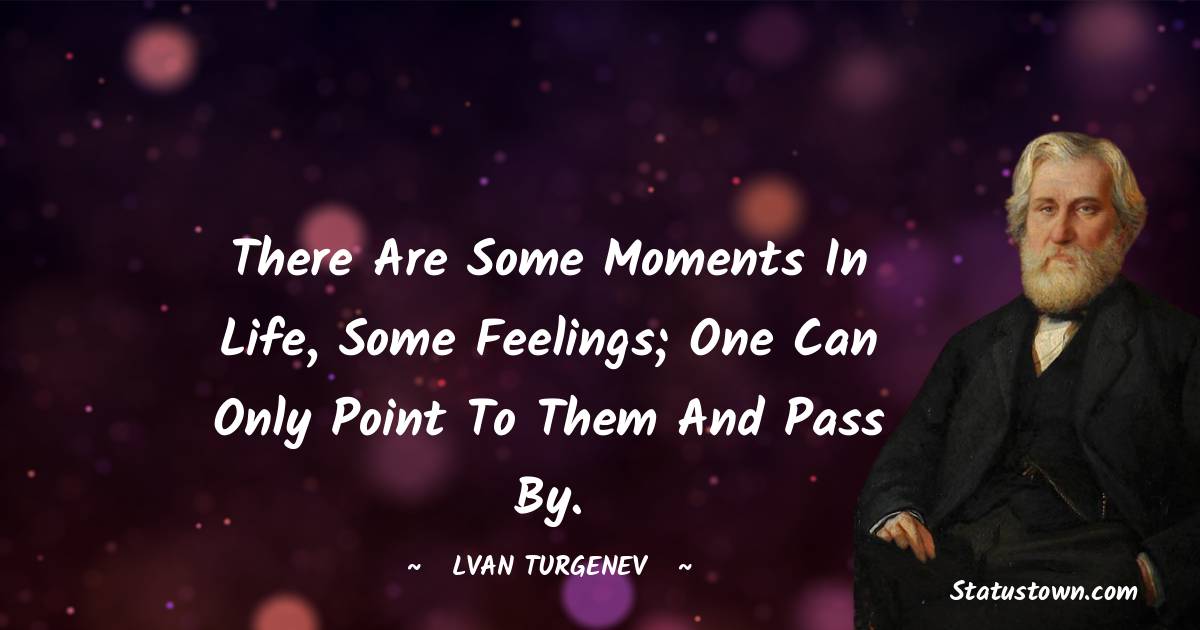 Ivan Turgenev Quotes - There are some moments in life, some feelings; one can only point to them and pass by.