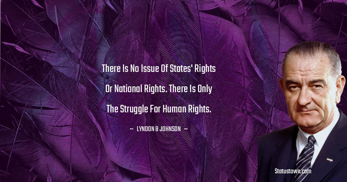 There is no issue of States' rights or National rights. There is only the struggle for human rights. - Lyndon B. Johnson quotes