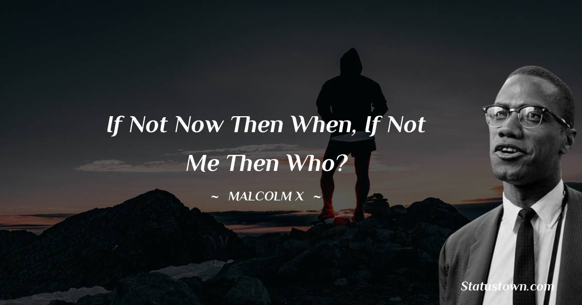 If Not Now Then When If Not Me Then Who Malcolm X Quotes