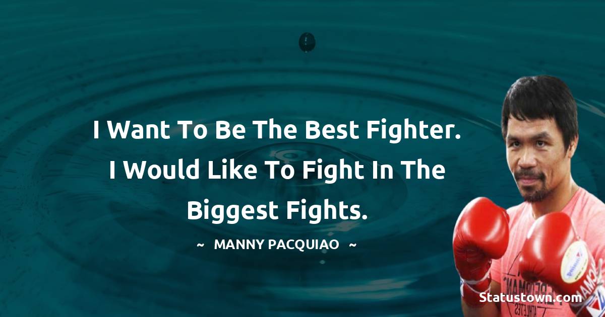 Manny Pacquiao Quotes - I want to be the best fighter. I would like to fight in the biggest fights.