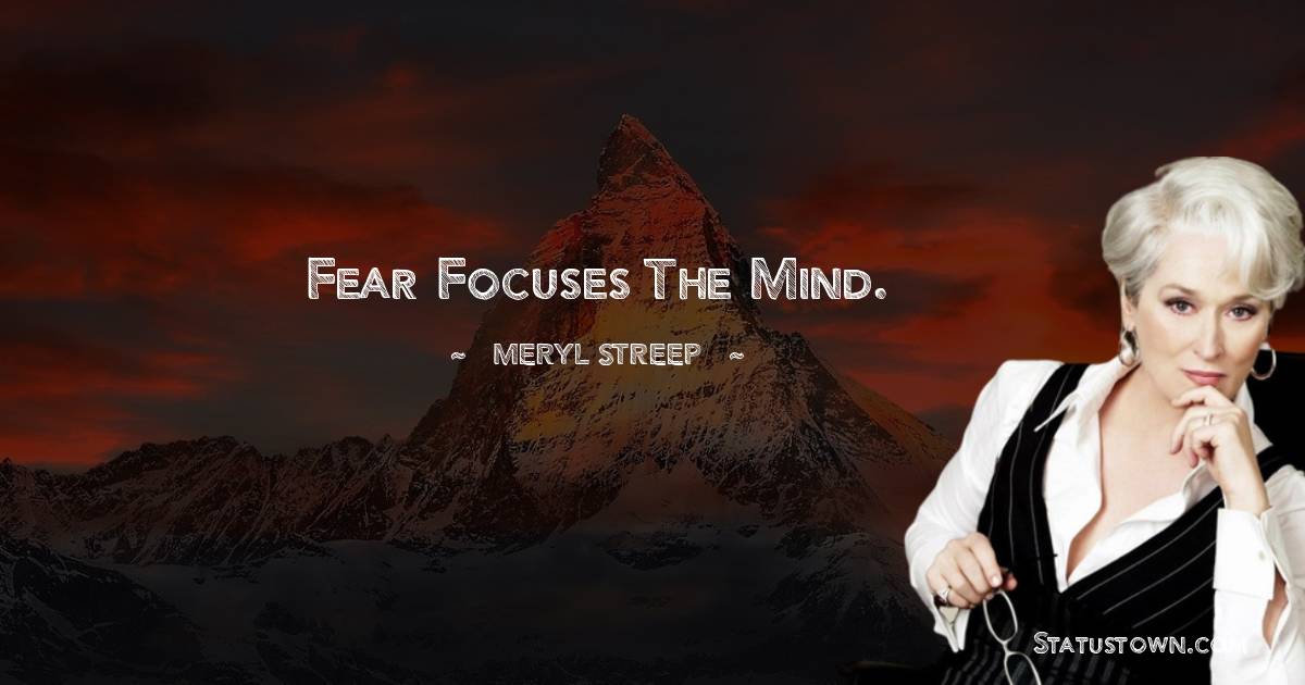 Meryl Streep Quotes - Fear focuses the mind.