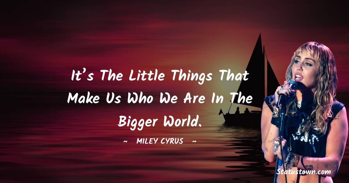 Miley Cyrus Quotes - It’s the little things that make us who we are in the bigger world.