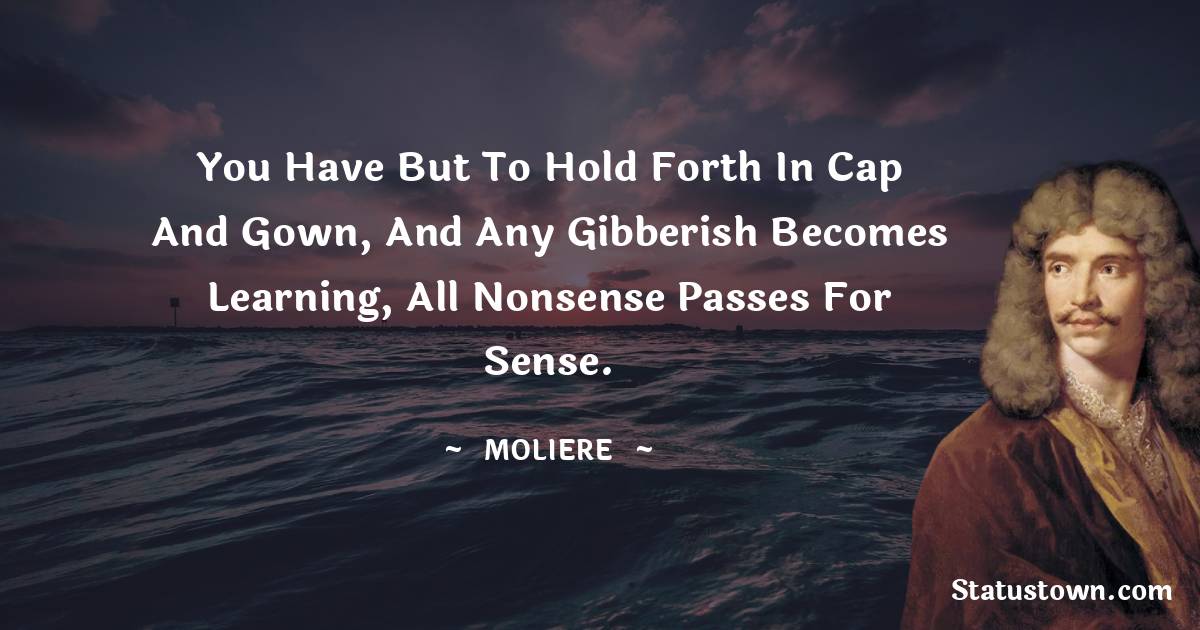 You have but to hold forth in cap and gown, and any gibberish becomes learning, all nonsense passes for sense.