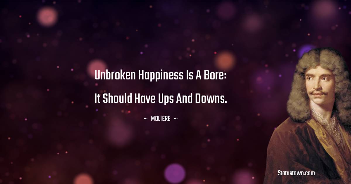 Moliere Quotes - unbroken happiness is a bore: it should have ups and downs.