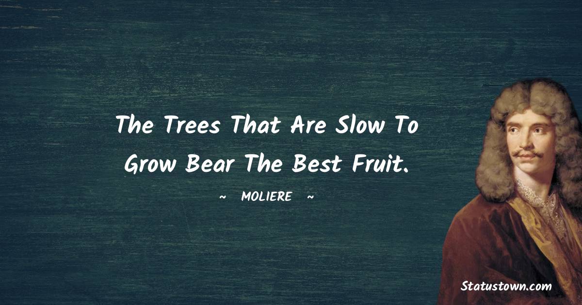 Moliere Quotes - The trees that are slow to grow bear the best fruit.