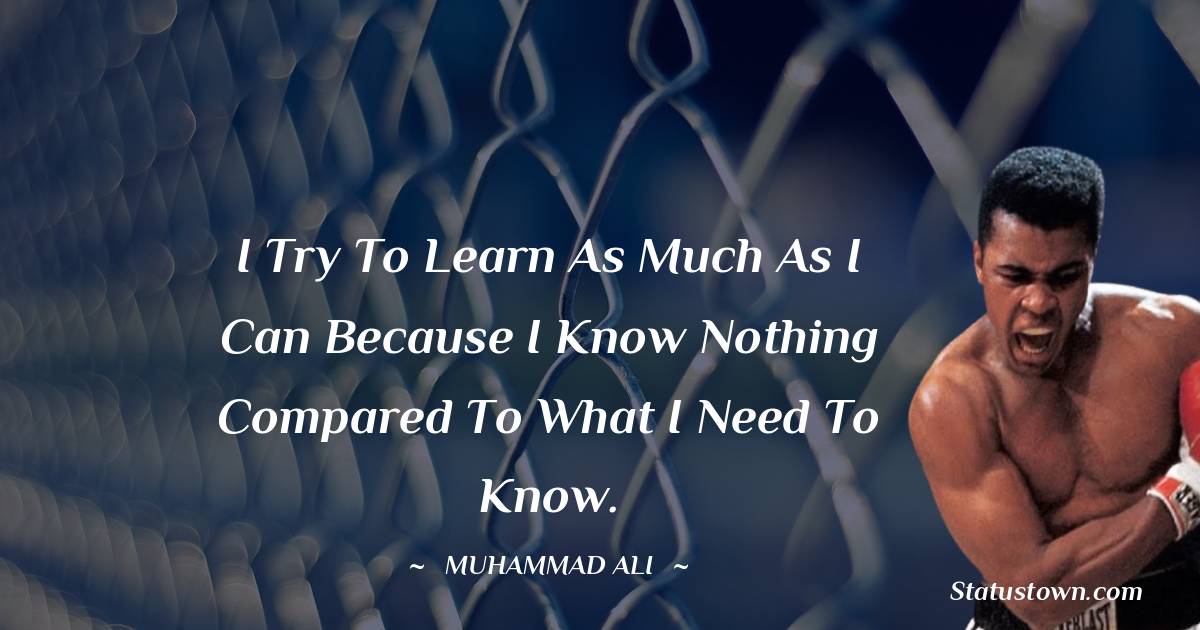 I try to learn as much as I can because I know nothing compared to what I need to know.