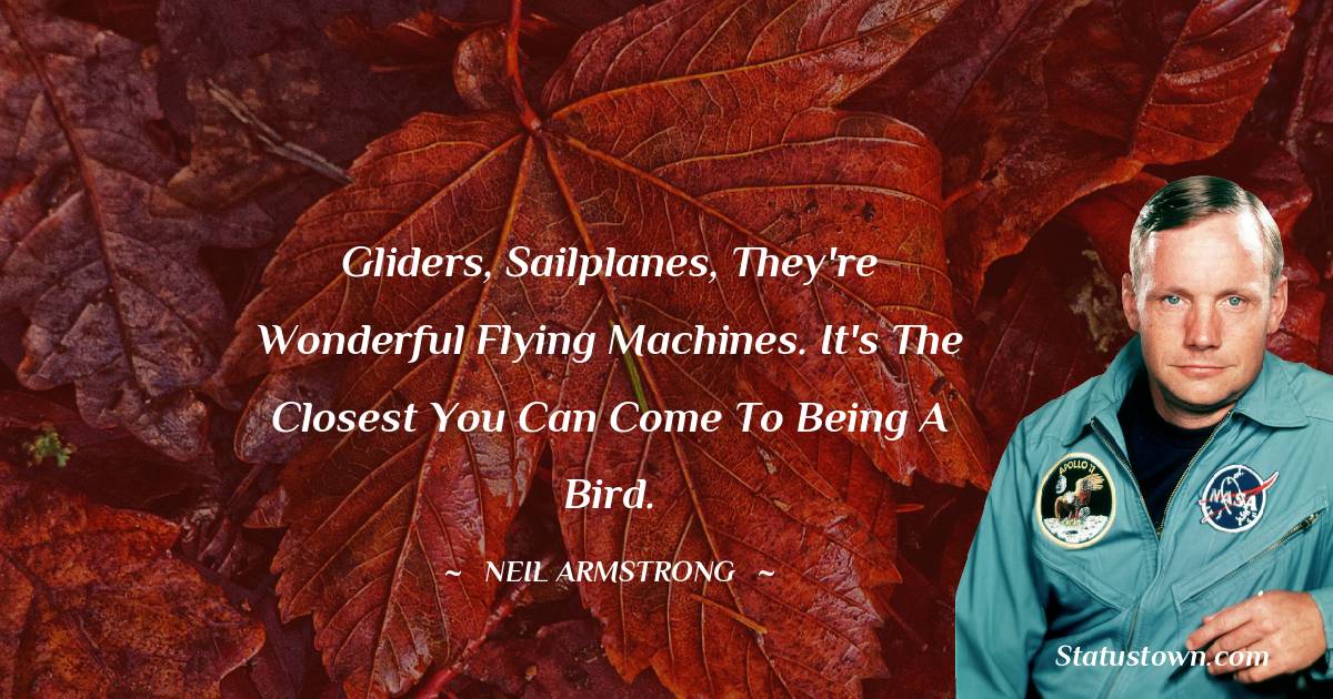  Neil Armstrong Quotes - Gliders, sailplanes, they're wonderful flying machines. It's the closest you can come to being a bird.
