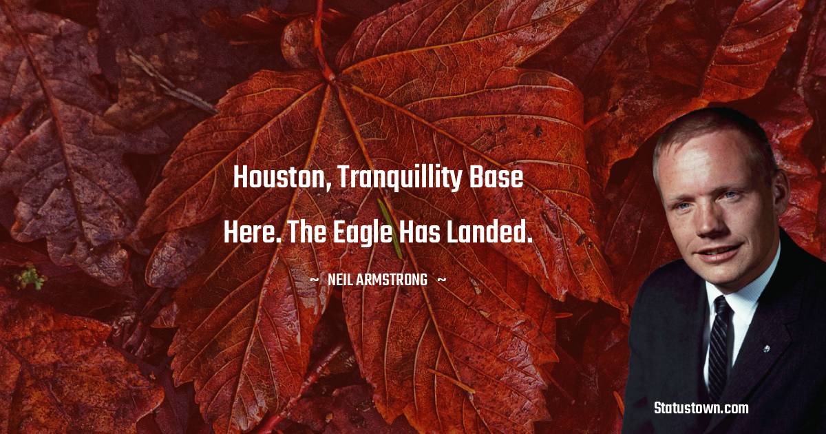 Houston, Tranquillity Base here. The Eagle has landed. -  Neil Armstrong quotes