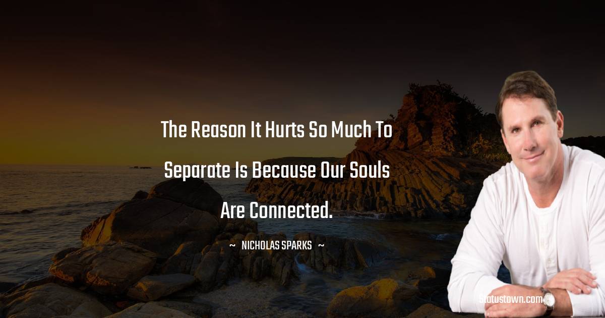 The reason it hurts so much to separate is because our souls are connected.