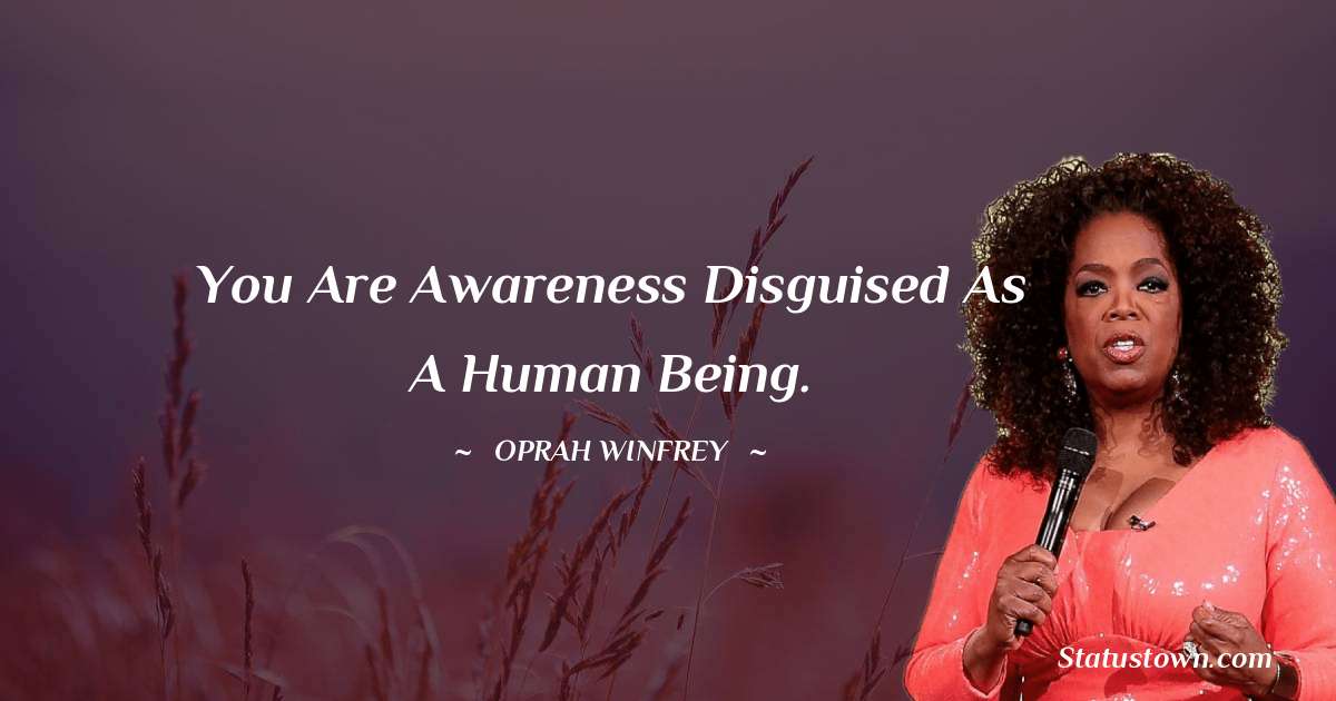 Oprah Winfrey   Quotes - You are awareness disguised as a human being.