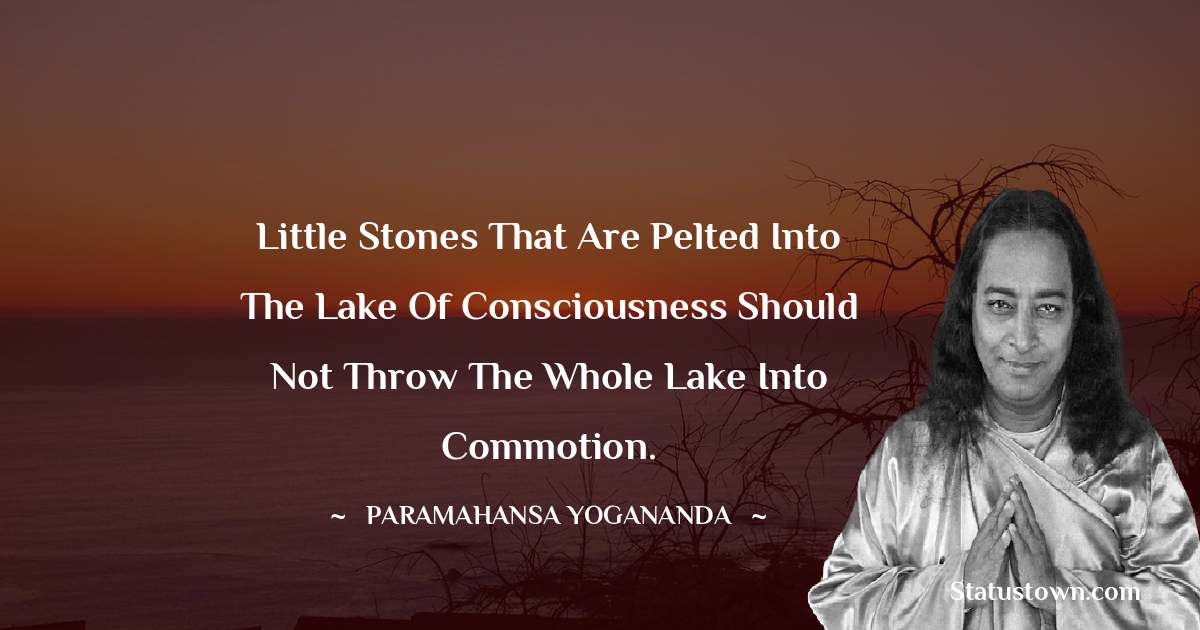 Little stones that are pelted into the lake of consciousness should not throw the whole lake into commotion. - paramahansa yogananda quotes